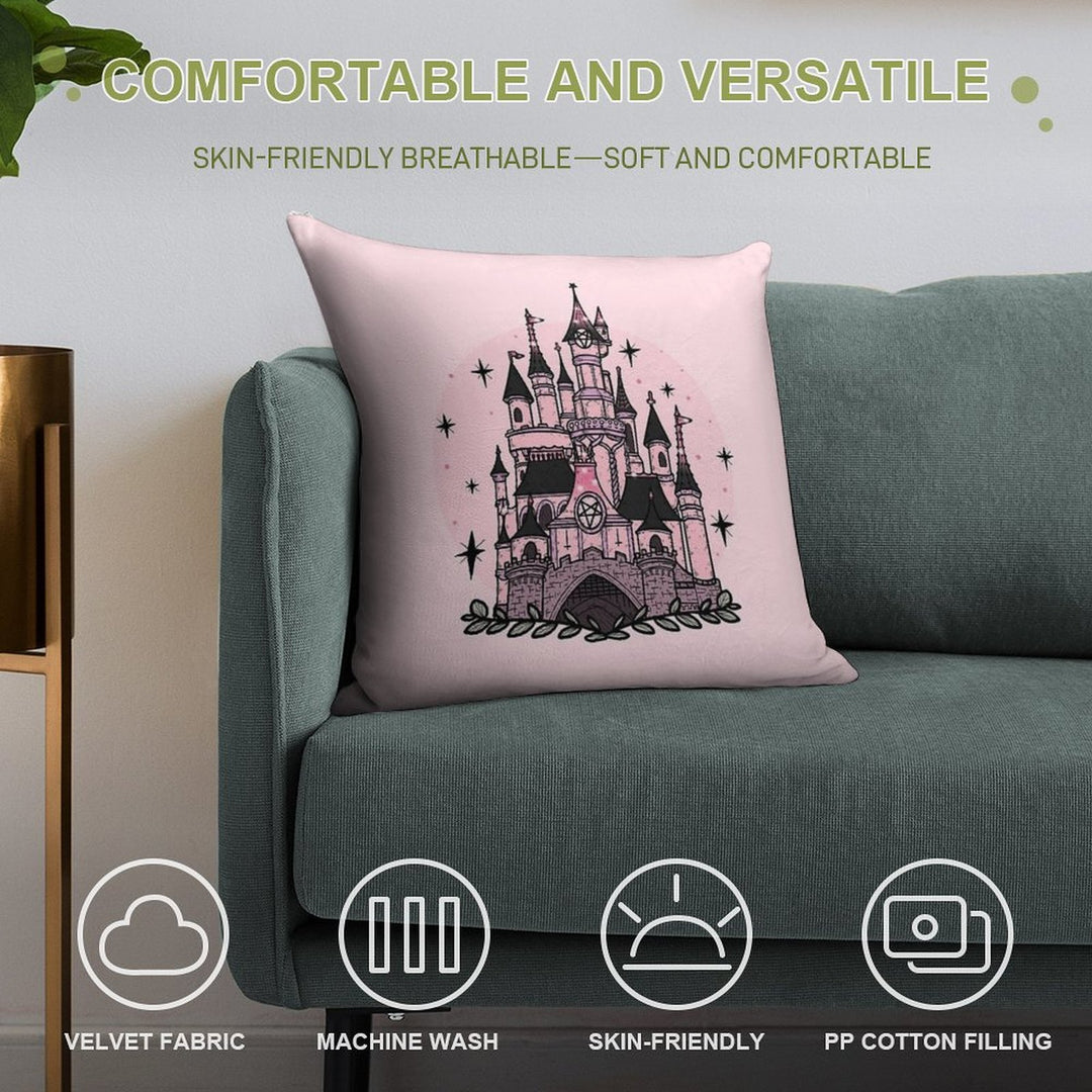 The Magical Goth Castle Soft Shrink-Resistant Throw Pillow