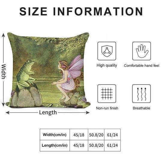 Frog And Fairy Talking -Ida Rentoul Outhwaite Soft Reinforced Edging Throw Pillow