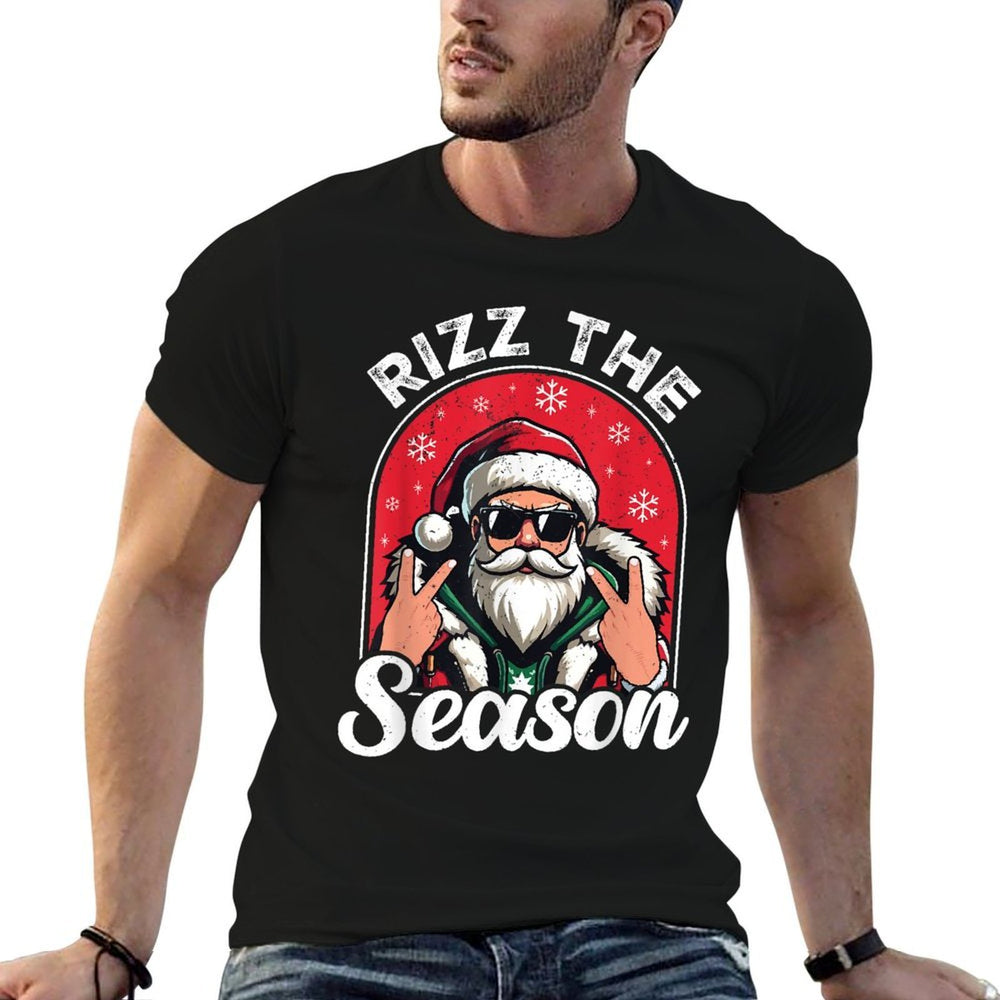 Rizz The Season Funny Saying Santa Claus Rizzmas Christmas  Moisture-wicking T-Shirt
