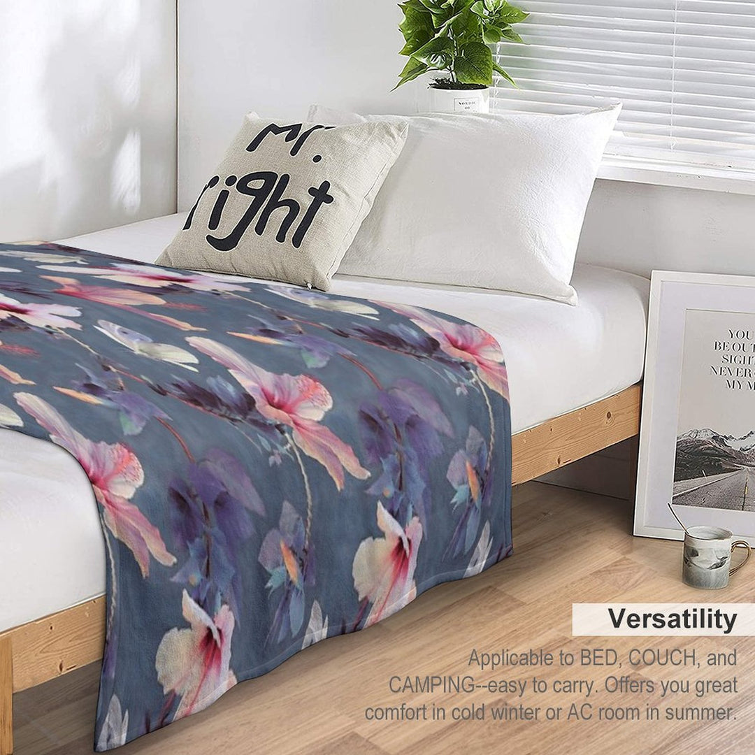 Butterflies And Hibiscus Flowers - A Painted Pattern Compact Throw Blanket