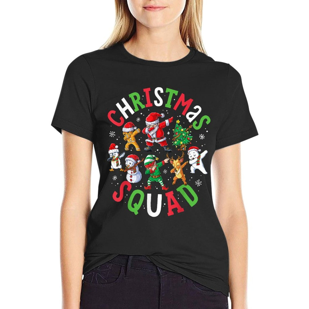 Christmas Squad Santa Dabbing Elf Family Matching Pajamas  Breathable T-Shirt