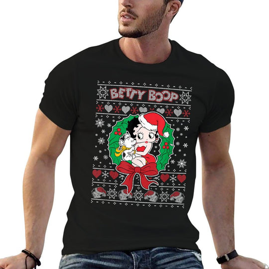 Betty Boop Christmas With Pudgy  Classic T-Shirt