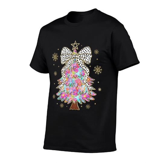 Bling Bling Floral Christmas Tree with Bow Festive Xmas  Eco-friendly Material T-Shirt