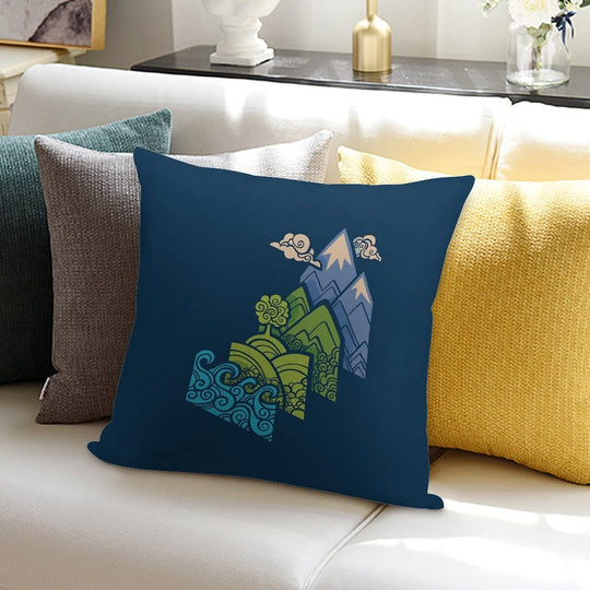 How to Build A Landscape  Blue Soft Shrink-Resistant Throw Pillow
