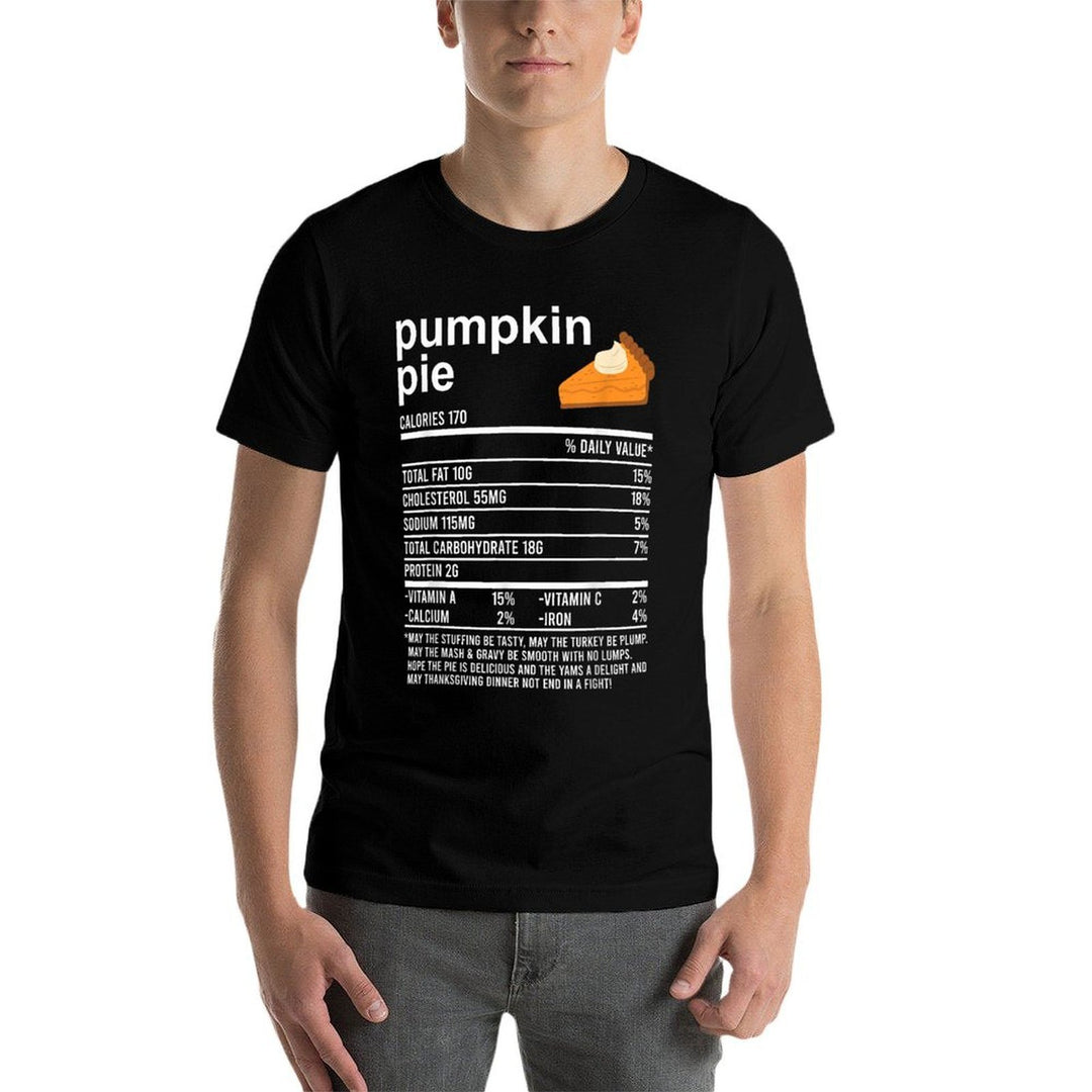 Funny Thanksgiving Food Apparel, Pumpkin Pie Nutrition Facts  Ribbed Collar T-Shirt