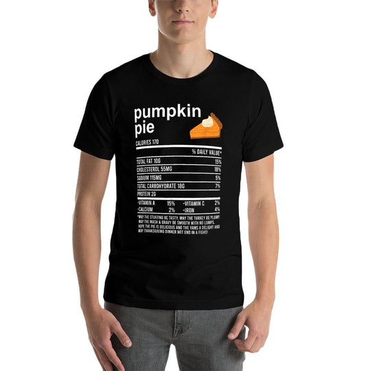 Funny Thanksgiving Food Apparel, Pumpkin Pie Nutrition Facts  Ribbed Collar T-Shirt