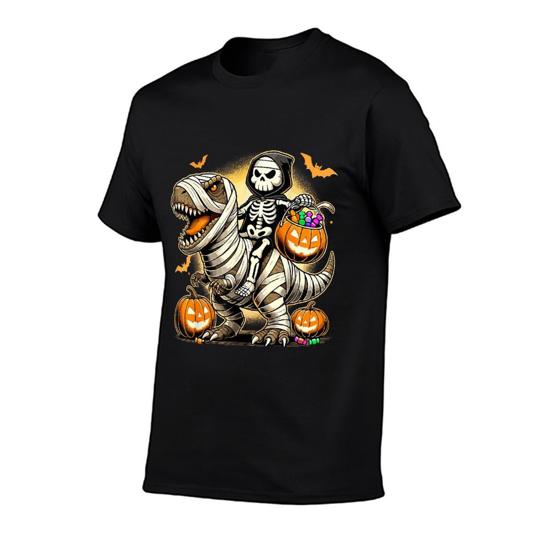 Skeleton Riding Mummy Dinosaur Halloween Pumpkin  Vintage-inspired T-Shirt