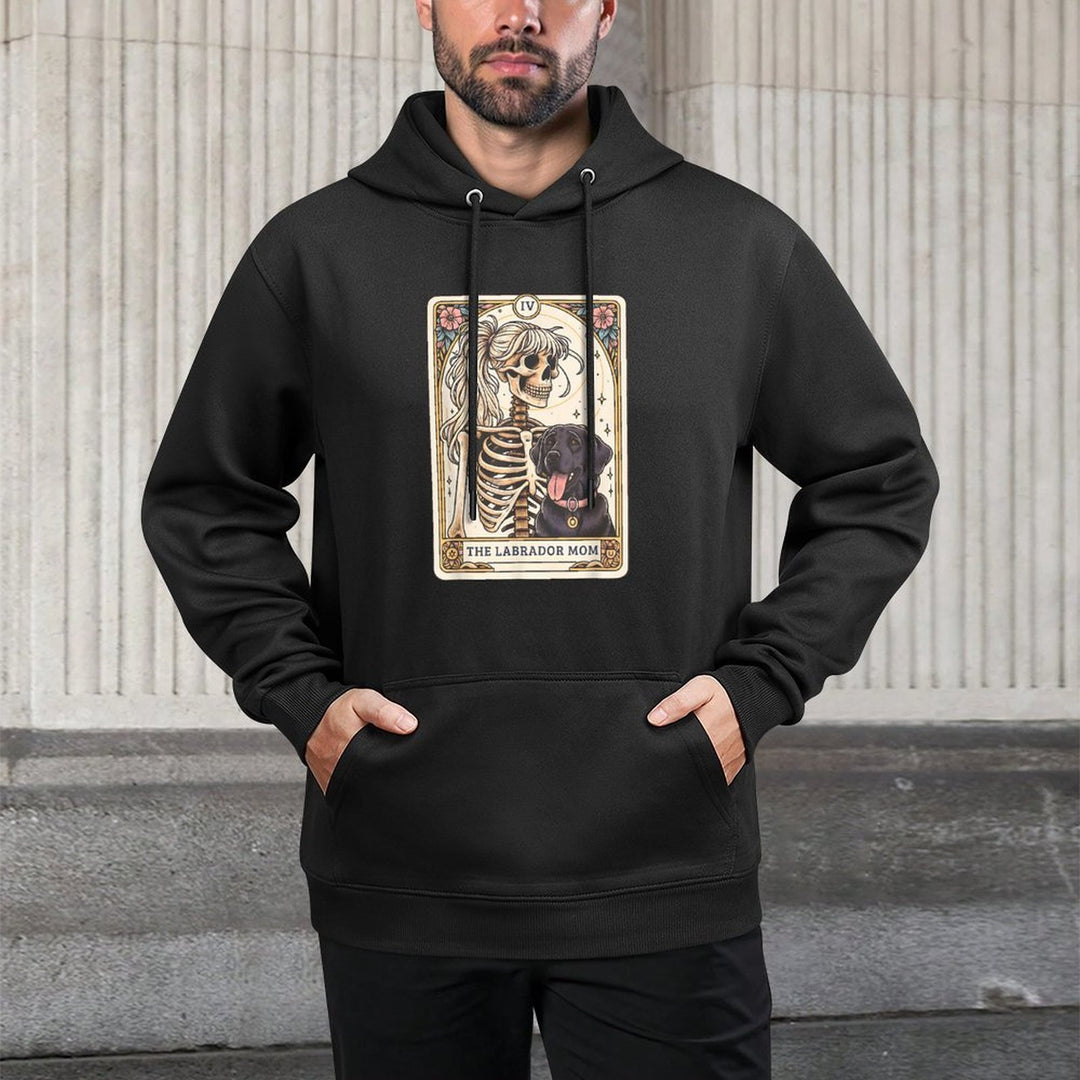 Black Lab Mom Tarot Card, Black Labrador Skeleton Halloween All-Day Comfort Hoodie