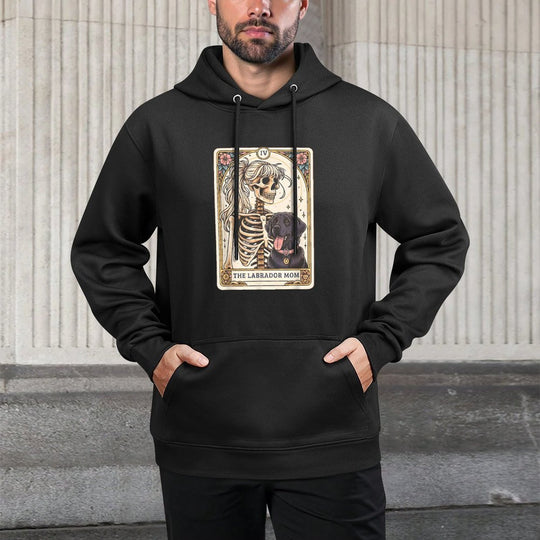 Black Lab Mom Tarot Card, Black Labrador Skeleton Halloween All-Day Comfort Hoodie