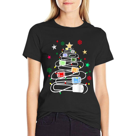 Chemistry Lab Scientist Phlebotomist Christmas Test Tubes Christmas Tree for Medical Professionals, Science Enthusiasts, Lab Tec  Oversized Silhouette T-Shirt