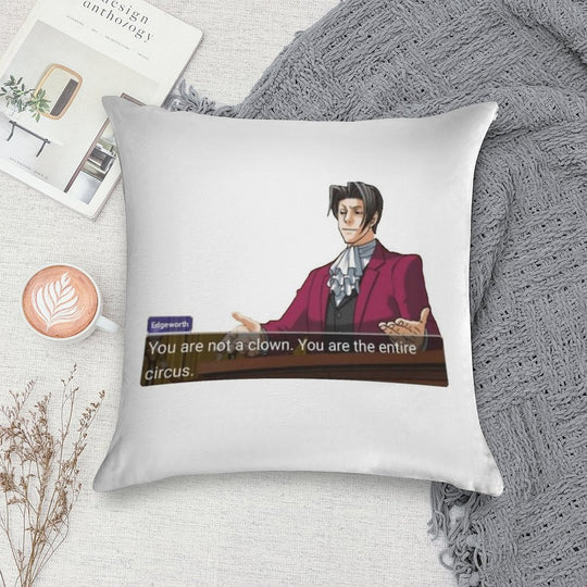Miles Edgeworth Soft Short Plush Fabric Throw Pillow