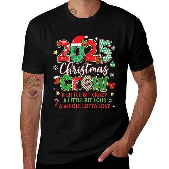 Christmas Crew 2025 Family Christmas Xmas Pajamas Matching  Odor-resistant T-Shirt