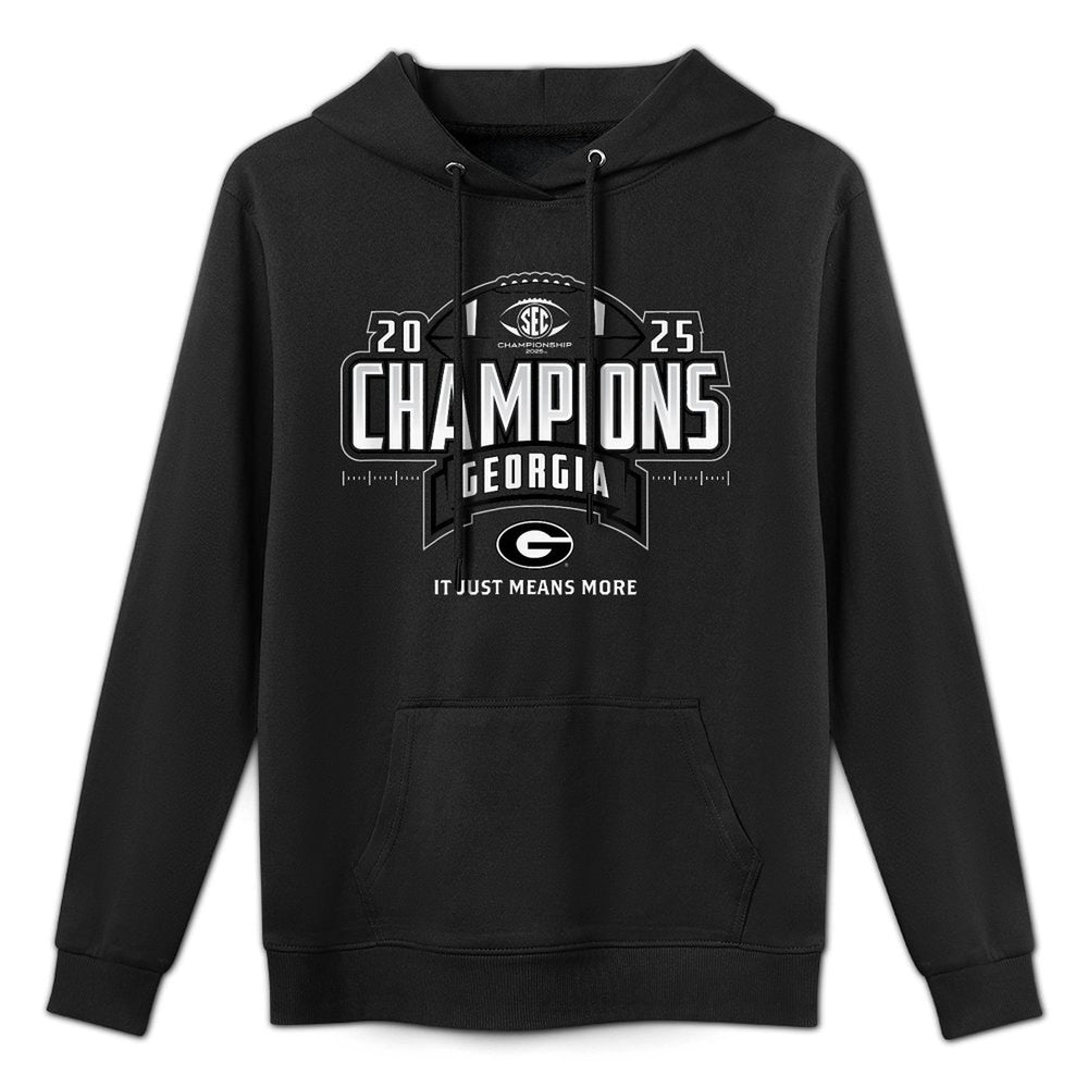 Georgia Bulldogs SEC Champs 2025 Football Locker Room Breathable Fabric Hoodie