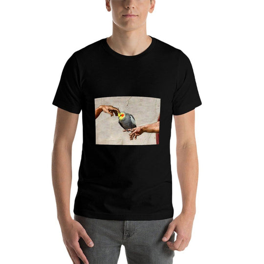 Funny Scritching A Birb, Parrot Art, Michelangelo Cockatiel  Summer-ready Fabric T-Shirt