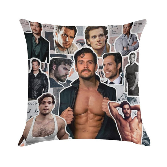 Henry Cavill Photo Collage Soft Multiple Sizes Throw Pillow