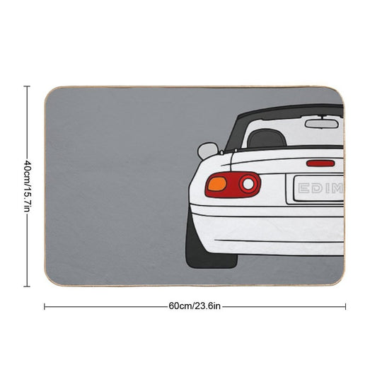 Mazda Miata MX-5 Rearview White Color  Repositionable Bath Mat