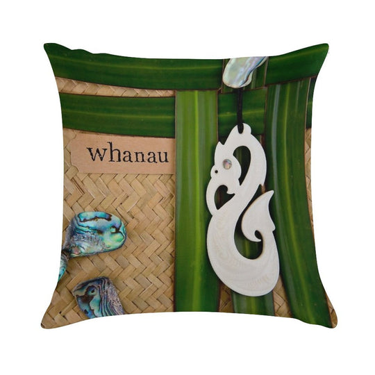 NZ Maori - Whanau - Family Theme Soft Short Plush Fabric Throw Pillow
