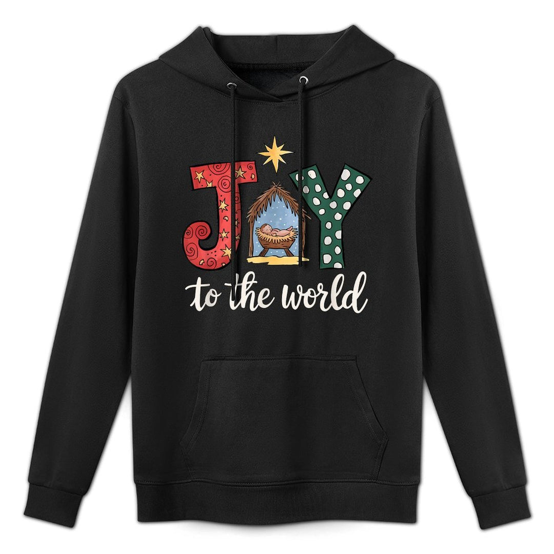 Dibble Dabble Designs Christmas Nativity - Unisex-Adults  Kids - Black - Small - - Modern Artistic - JOY to The World with Jesus Medium-Weight Fabric Hoodie