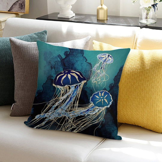 Metallic Jellyfish III Soft Multiple Sizes Throw Pillow