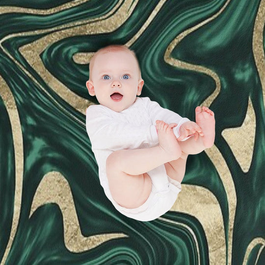 Emerald Green Black Gold Marble #1 #decor #art Versatility Throw Blanket