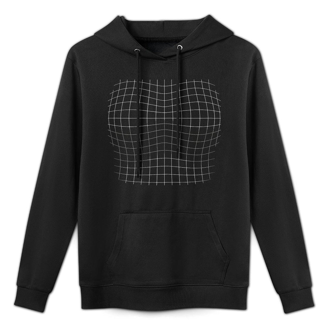 Magnified Chest Abstract Grid Optical Illusion Design All-Day Comfort Hoodie