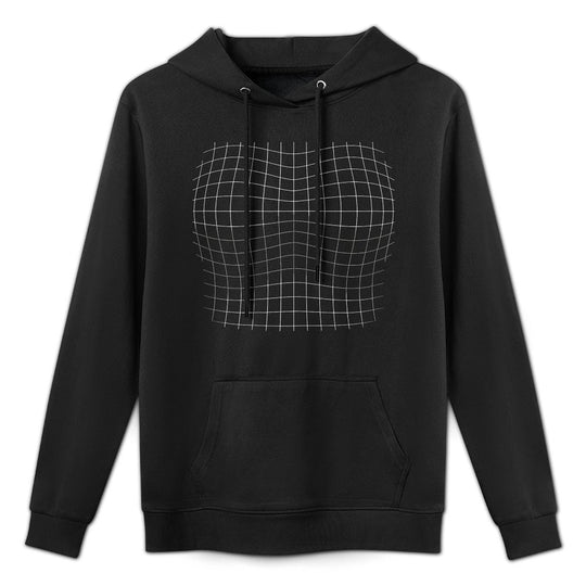 Magnified Chest Abstract Grid Optical Illusion Design All-Day Comfort Hoodie