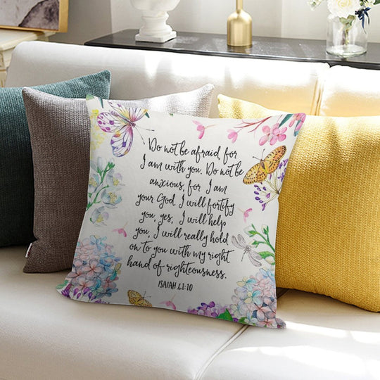 Isaiah 4110 (Flowers And Butterflies) Soft Reinforced Edging Throw Pillow