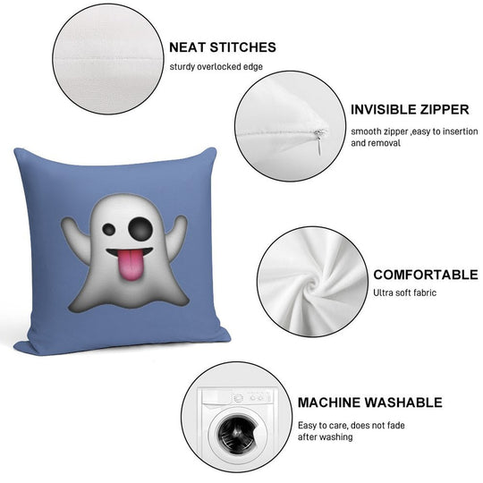 Ghost Emoji Soft Gift Ready Throw Pillow