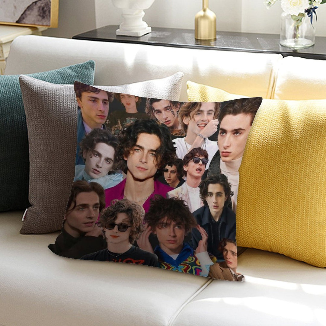 Timothee Chalamet Collage Soft Washable Throw Pillow