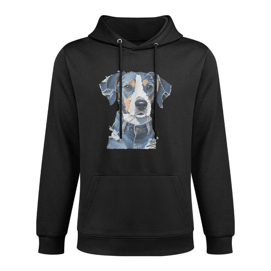 Dog Pattern Denim Patchwork Art Men Women Funny Tee Shape Retention Hoodie