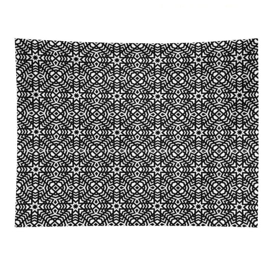 B&W Intricate Ornament – Elegant Monochrome Pattern Tapestry
