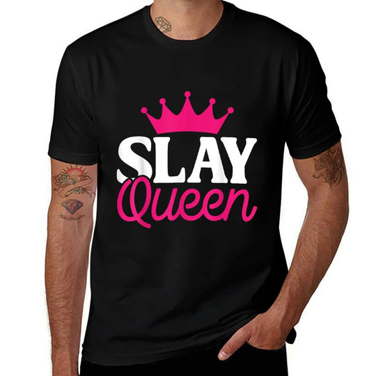 Yas Queen Slay Funny Meme Sarcastic Costumes  Ribbed Collar T-Shirt
