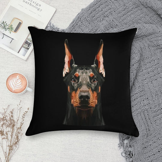 Doberman Low Poly Soft Washable Throw Pillow