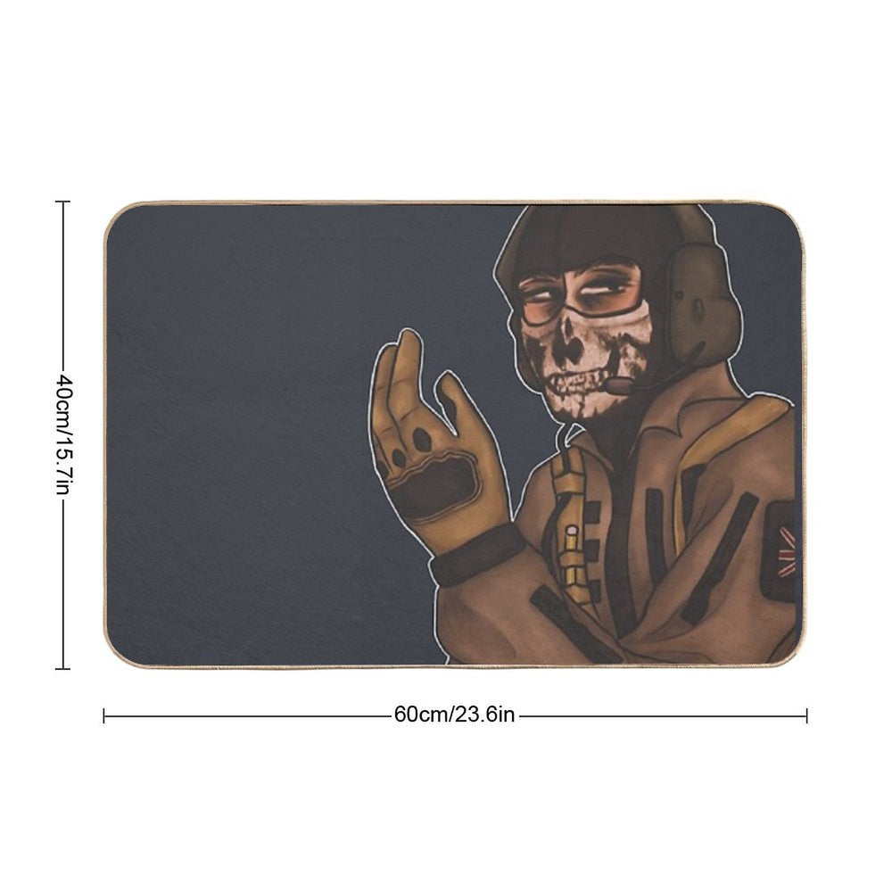 Military Inspired Ghost Background Lined Durable Bath Mat