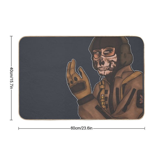 Military Inspired Ghost Background Lined Durable Bath Mat