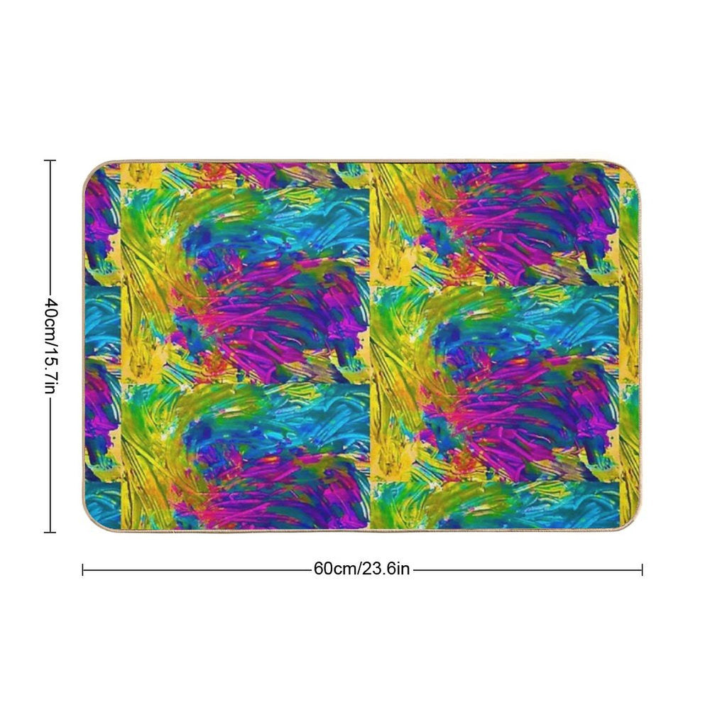 Original Painting Via PLL, Freehand  Long-Lasting Bath Mat