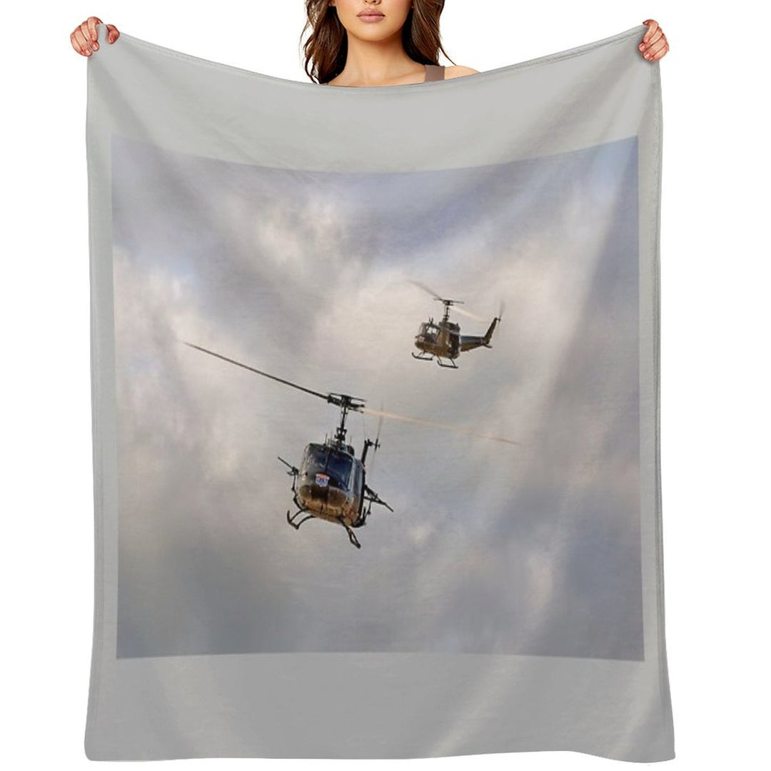 Bell UH-1 Iroquois Helicopters - (A Pair of Hueys) Gift-ready Throw Blanket