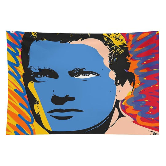 Pop Graffiti Art Portrait of A Vintage French Actor Tapestry