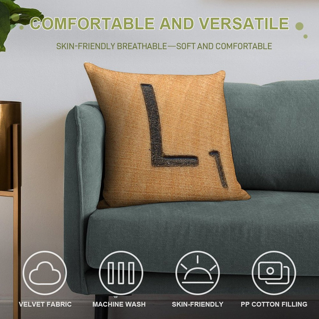 Letter Tile 'L' Soft Anti-Pilling Throw Pillow