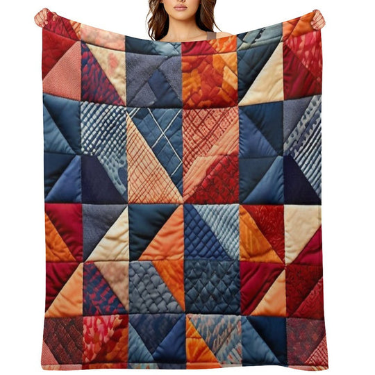 Quilted Patchwork Pattern Lightweight Throw Blanket