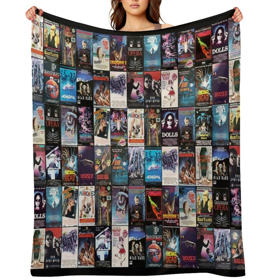 RETRO HORROR VHS ARTWORK - 1987 Machine-washable Throw Blanket