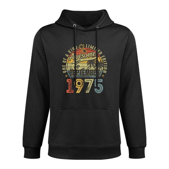 Retro 50 Years Old September 1975 Vintage 50th Birthday Men Customizable Surface Hoodie