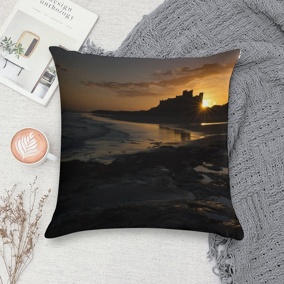 Bamburgh Castle - Sunrise Soft Hidden Zipper Throw Pillow
