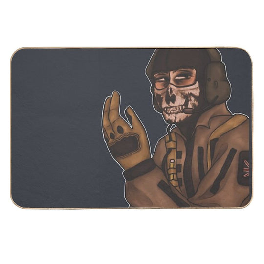 Military Inspired Ghost Background Lined Durable Bath Mat