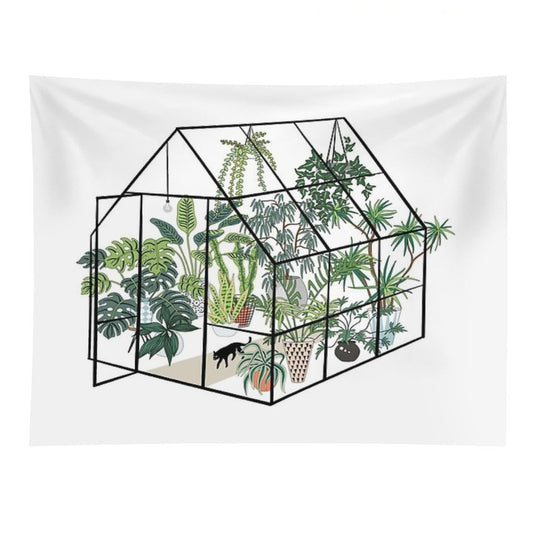 Greenhouse with Plants Tapestry