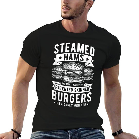 Awesome Steamed Hams Skinner Burger Themed Funny Meme  Rolled Sleeves T-Shirt