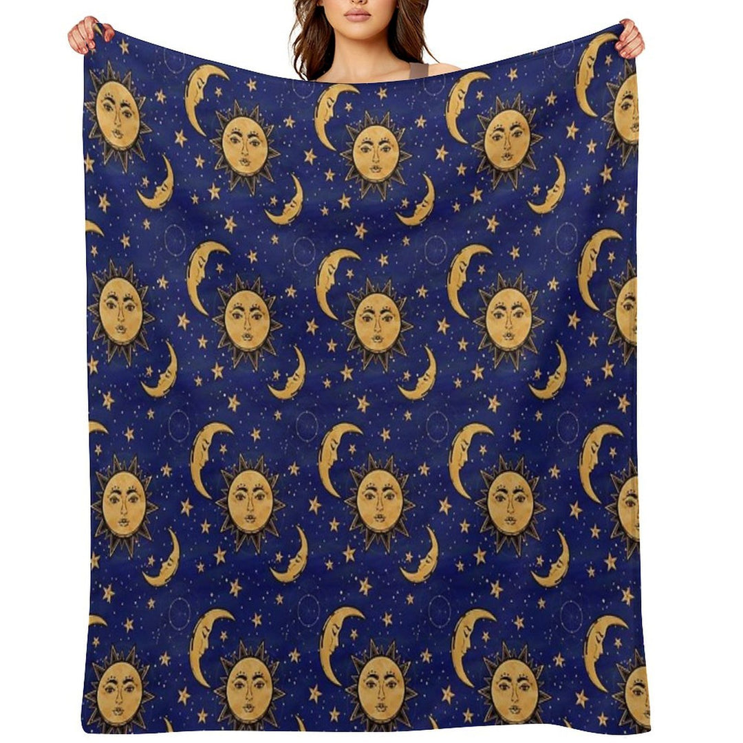 Vintage Moon And Sun Stars Celestial Gift-ready Throw Blanket