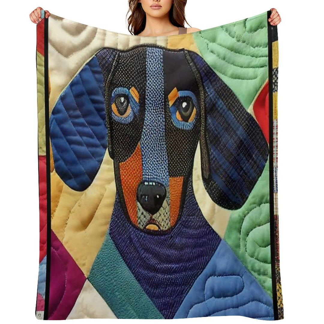 Dachsund Patchwork Quilt Quick-dry Throw Blanket