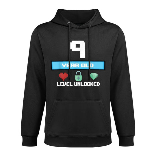 9th Birthday 9 Year Old Level Unlocked Bday Gifts Unisex Design Hoodie