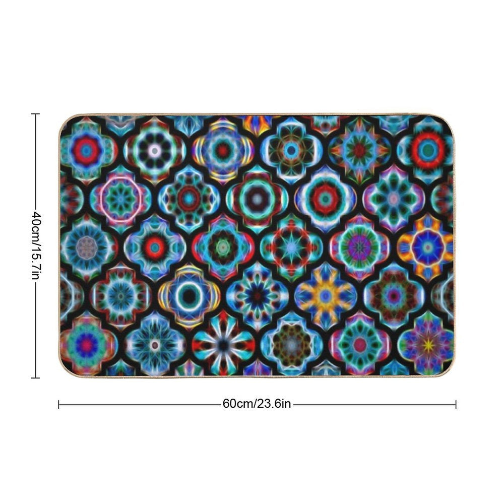 Moroccan Tile Glowing Pattern  Dirt-Trapping Bath Mat